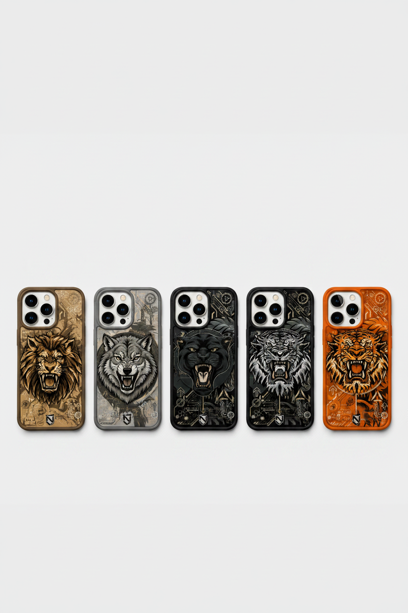 Fierce Animal Graphic Case for iPhones - Shock-Resistant Protective Phone Cover, Available in Lion, Wolf, Panther and Tiger Designs