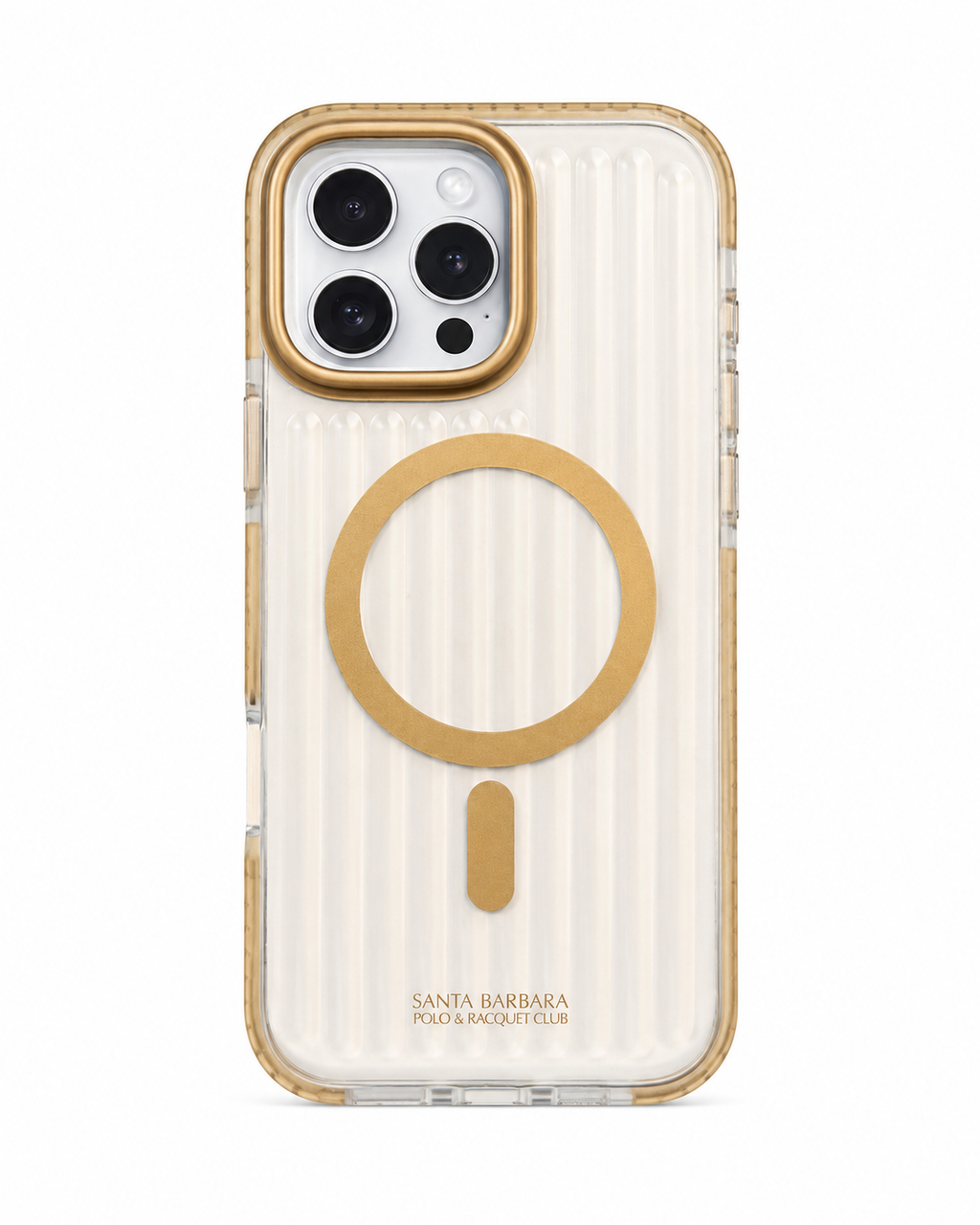Aurelia Clear Ribbed MagSafe iPhone Case – Champagne Gold