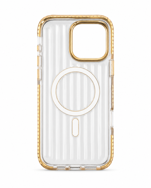 Aurelia Clear Ribbed MagSafe iPhone Case – Champagne Gold