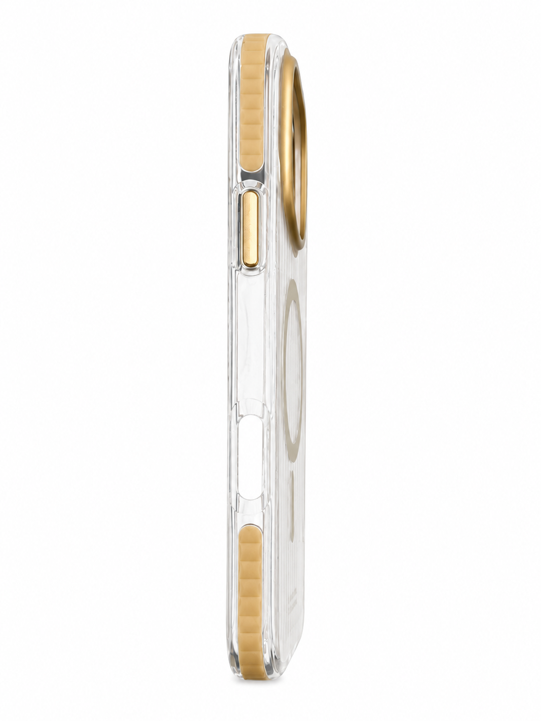 Aurelia Clear Ribbed MagSafe iPhone Case – Champagne Gold